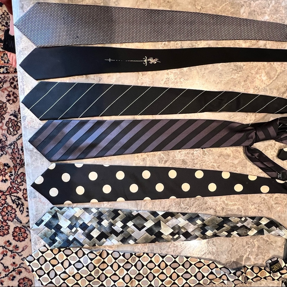 Asssorted black and white ties